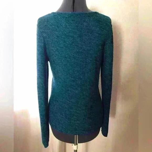 VTG French Laundry Crewneck Inside out Stitch Metallic Blue Sweater Women Large - Picture 5 of 7